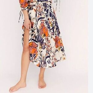 Free People Shasta Skirt Pure Cotton Floral Print size Small